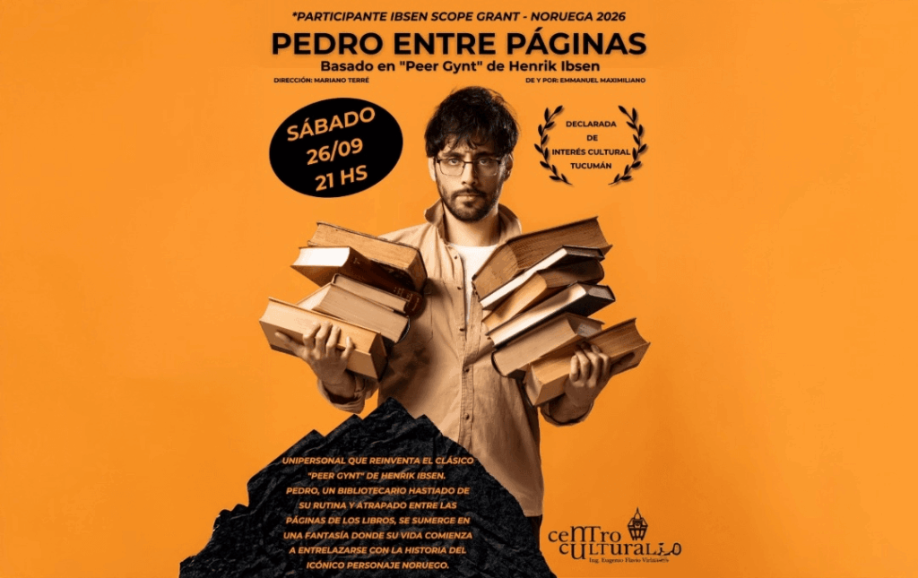 UNIPERSONAL TEATRO – PEDRO ENTRE PAGINAS – 26/09/2026 – 21.00hs